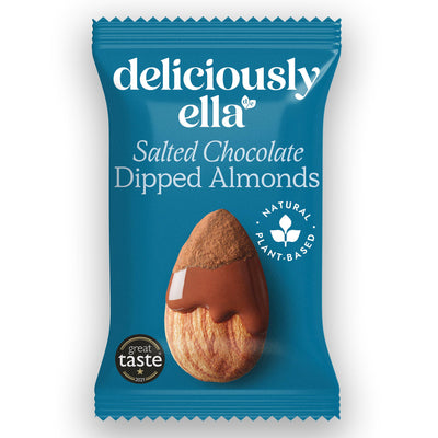 Sainsburys Deliciously Ella Salted Chocolate Dipped Almonds with Moreish Cocoa Dusting 30g- Buy online at McGrocer
