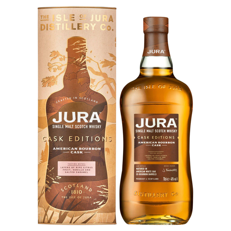 Jura Single Malt Whisky Bourbon Cask 70cl, imported from the UK