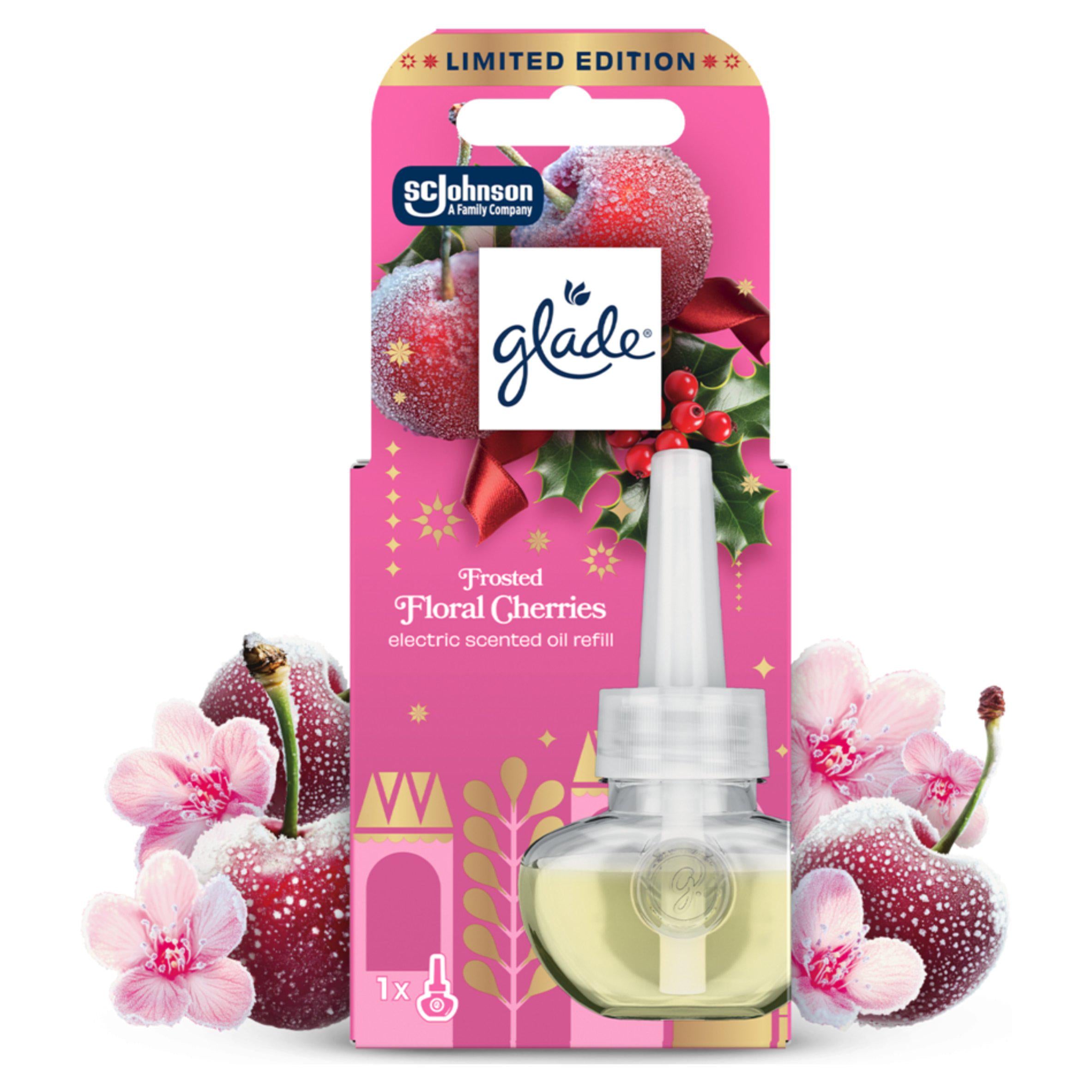 Glade electric scented floral cherries plug in refill 20ml, imported from the UK