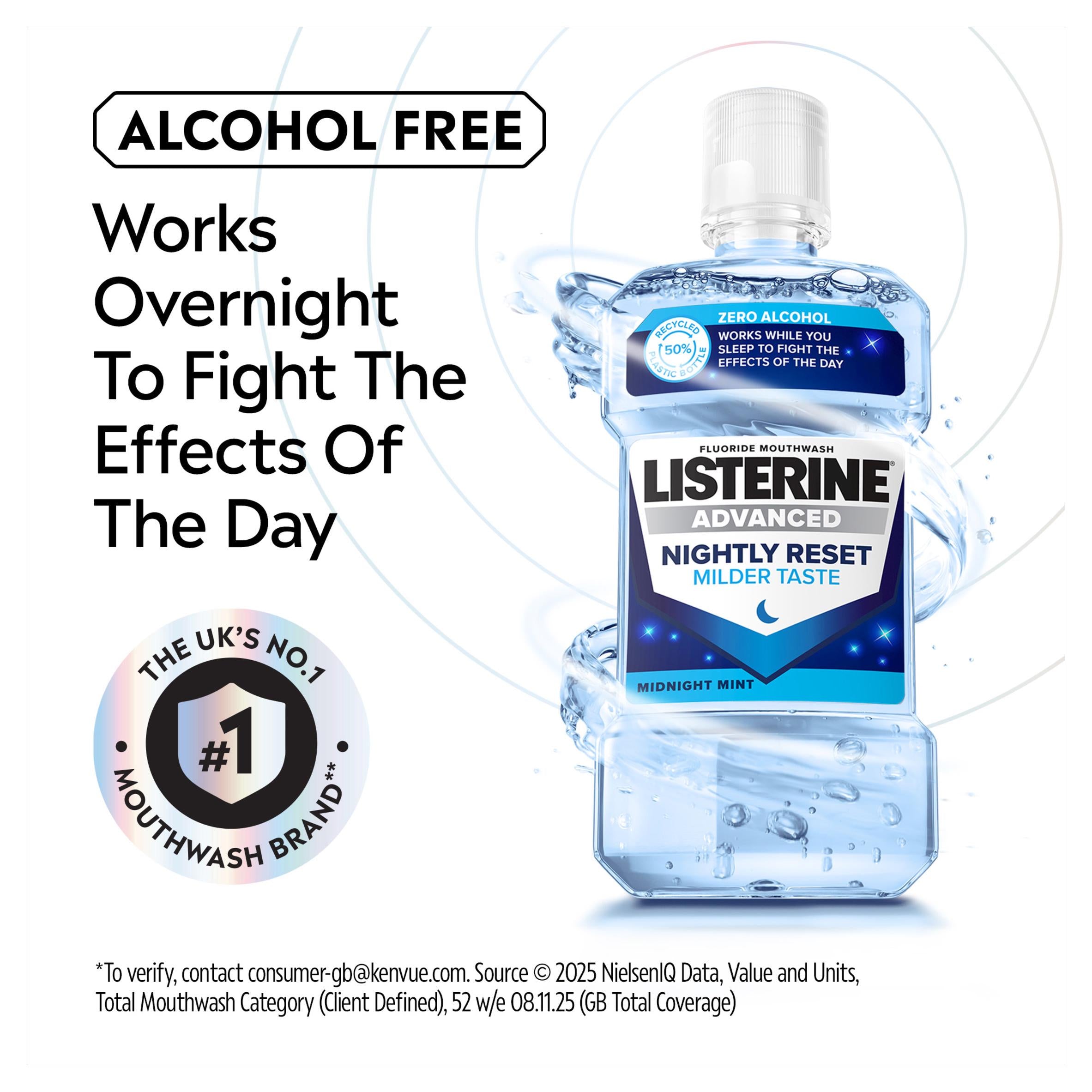 Listerine mouthwash Nightly Reset Zero Alcohol 500ml, imported from the UK