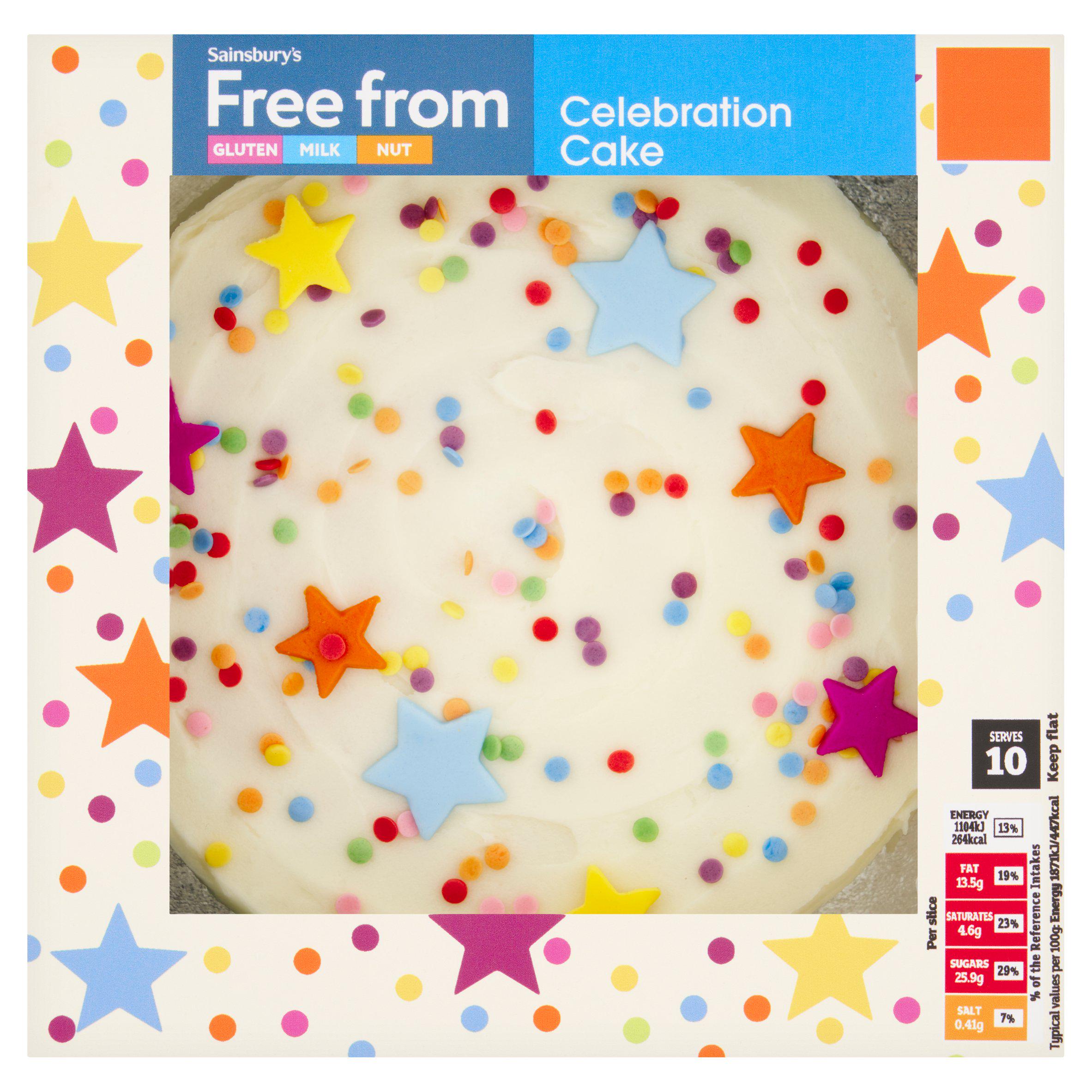 Sainsbury's free from celebration cake 590g, imported from the UK