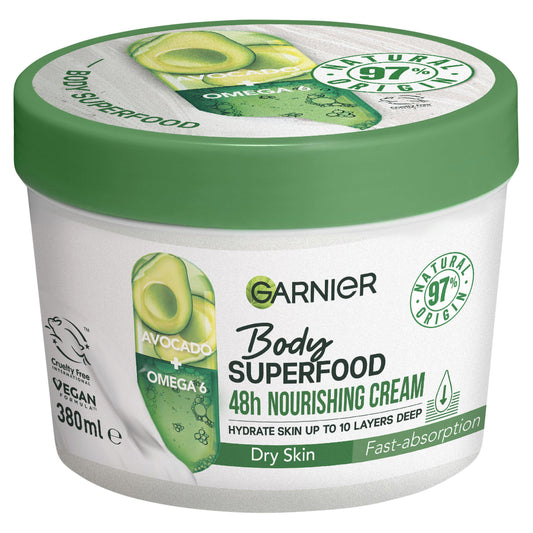 Garnier Body Superfood Avocado & Omega 6 Vegan Nourishing Body Cream 380ml GOODS Sainsburys   
