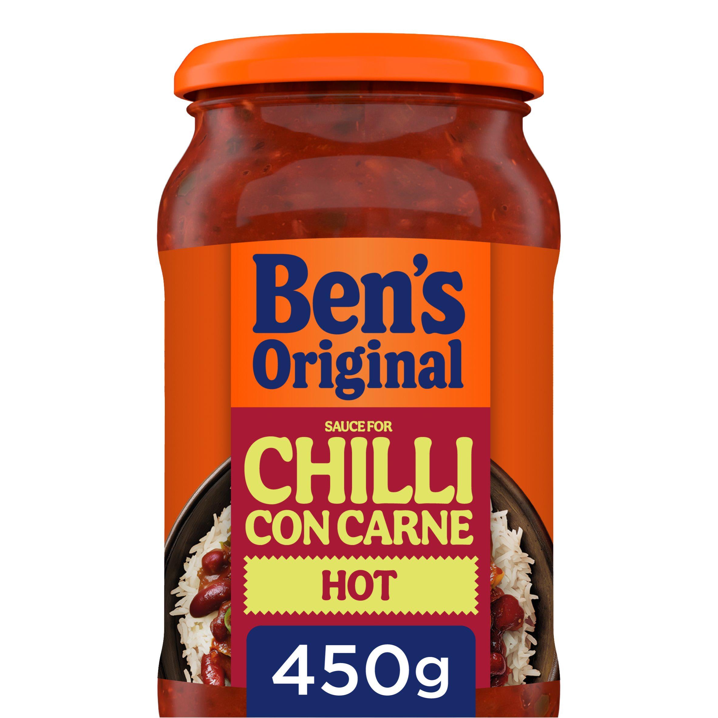 Ben's Original hot chilli con carne sauce 450g, imported from the UK