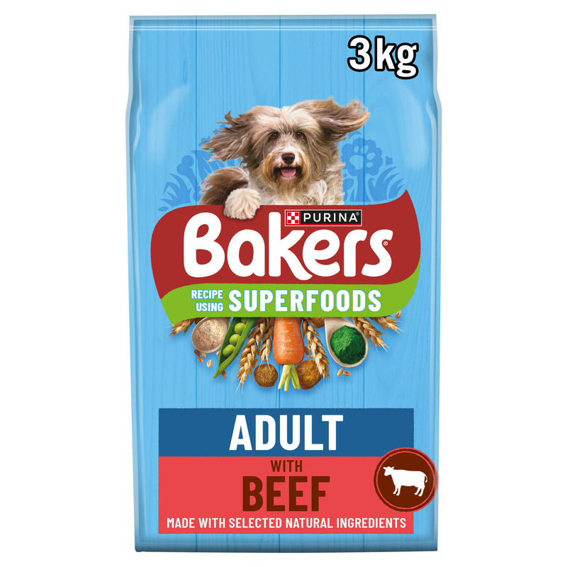 Bakers dry dog food beef and veg 3kg, UK version