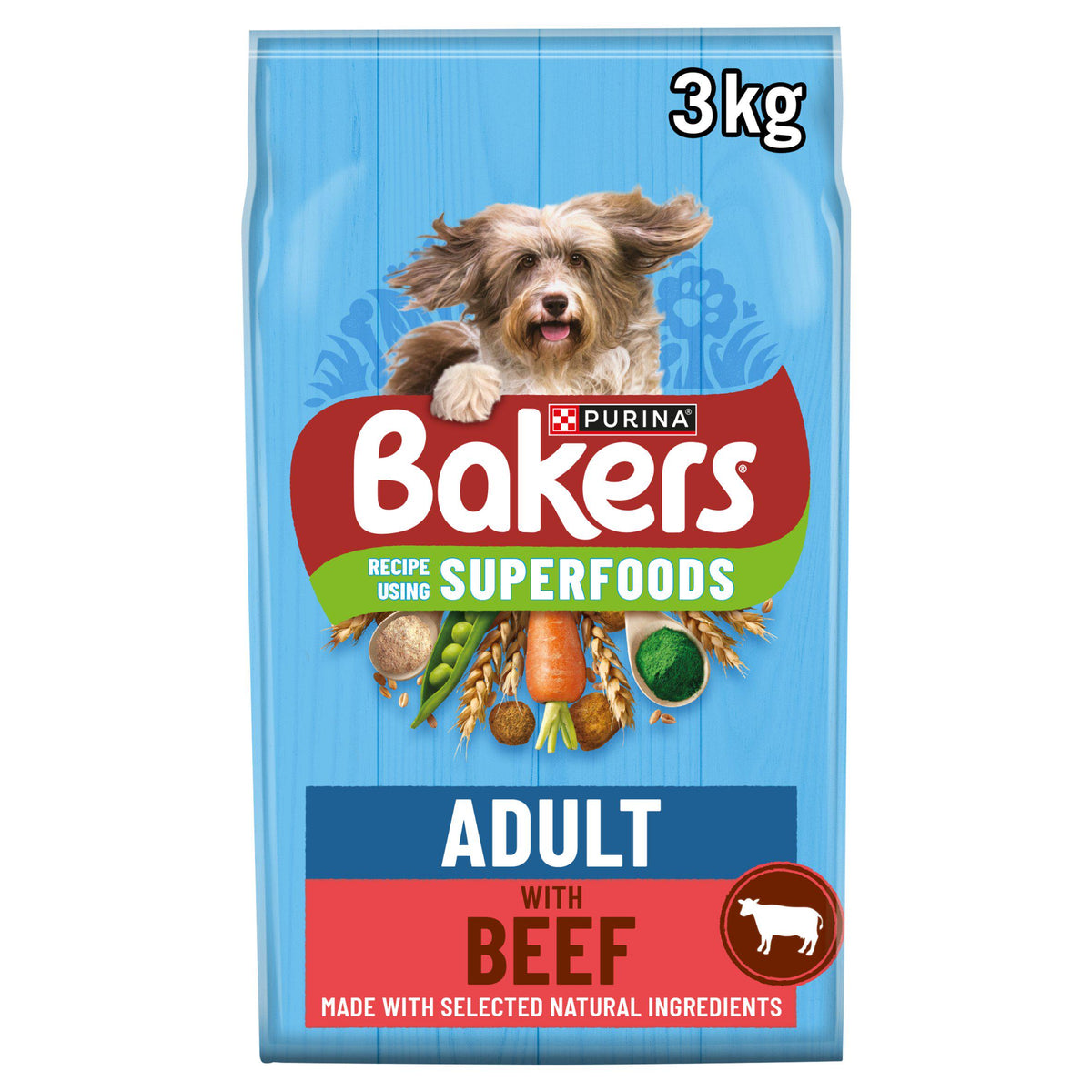 Bakers dry dog food beef and veg 3kg, UK version