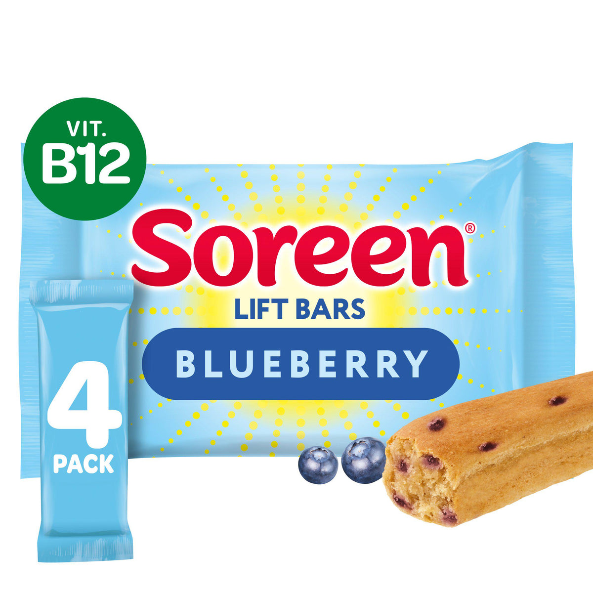 Soreen blueberry snack bars 4 pack, imported from the UK