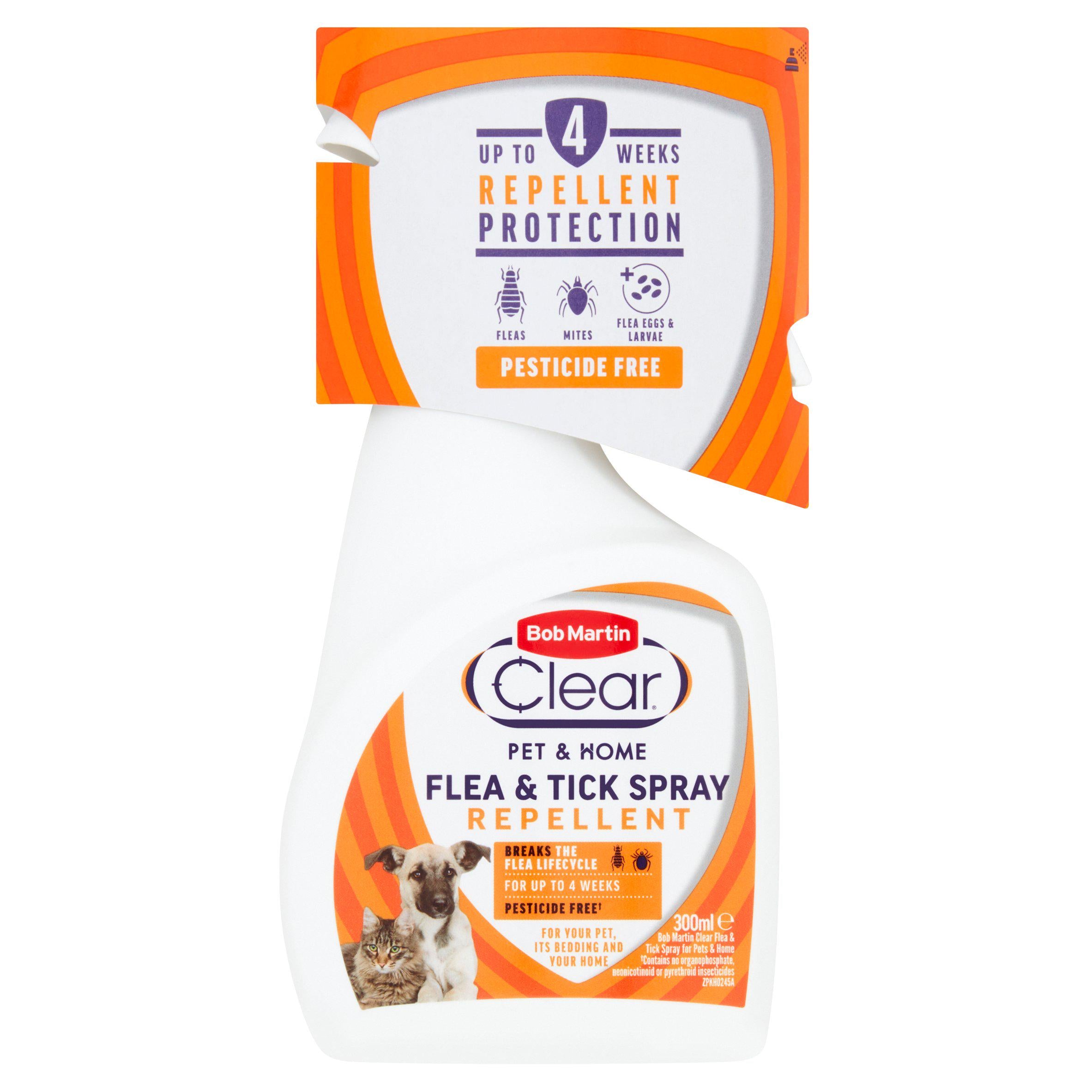 Bob Martin Flea & Tick Spray Clear Pet & Home 300ml - British product