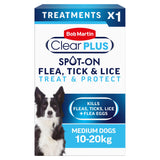 Bob Martin Clear Plus spot on flea and tick treatment for medium dogs, imported from the UK
