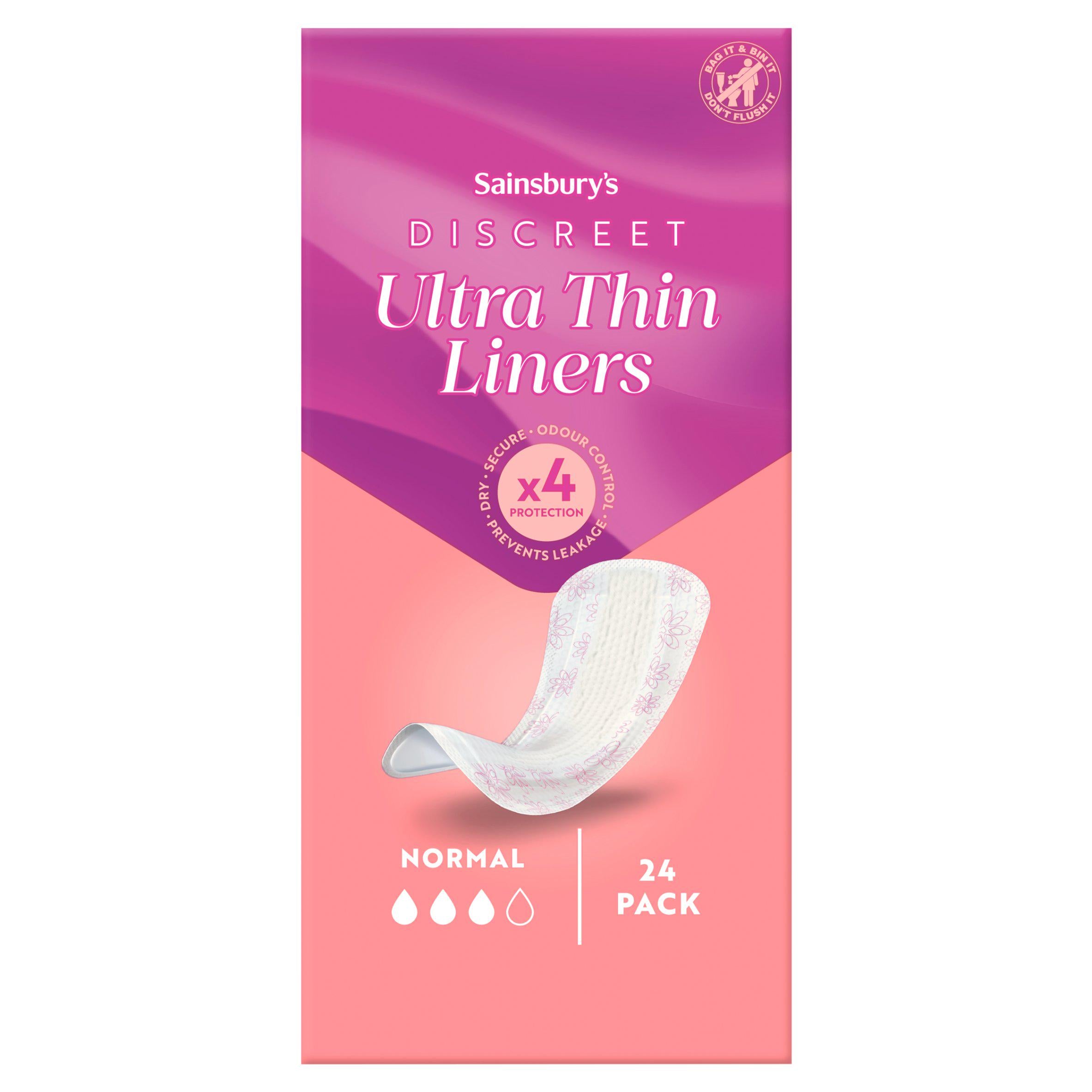 Sainsbury's Discreet Ultra Thin panty liners normal 24 count (British brand)