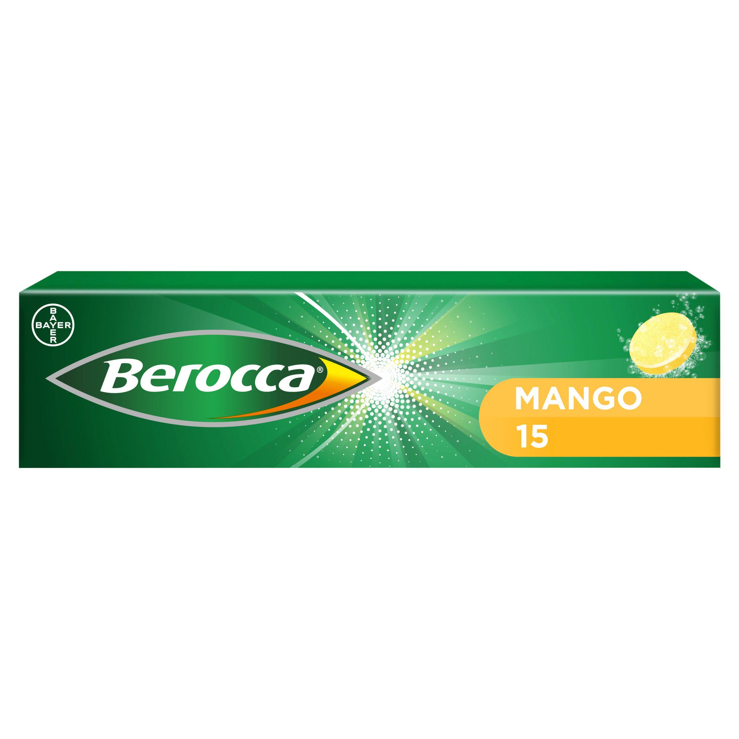 Berocca mango energy vitamin tablets 15s, UK version