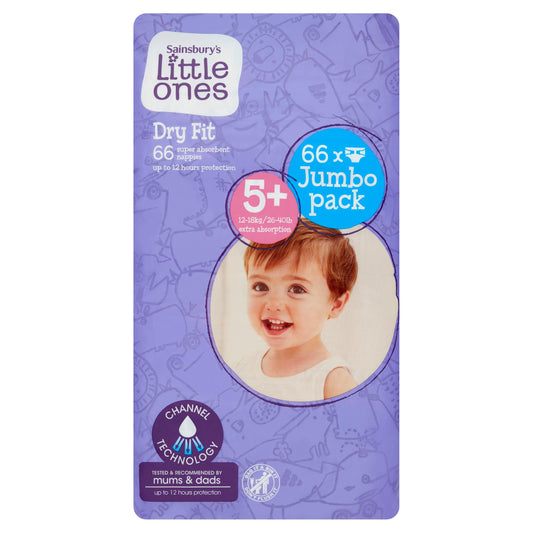 Sainsbury's Little Ones Dry Fit Size 5+ Jumbo 66 Nappies GOODS Sainsburys   