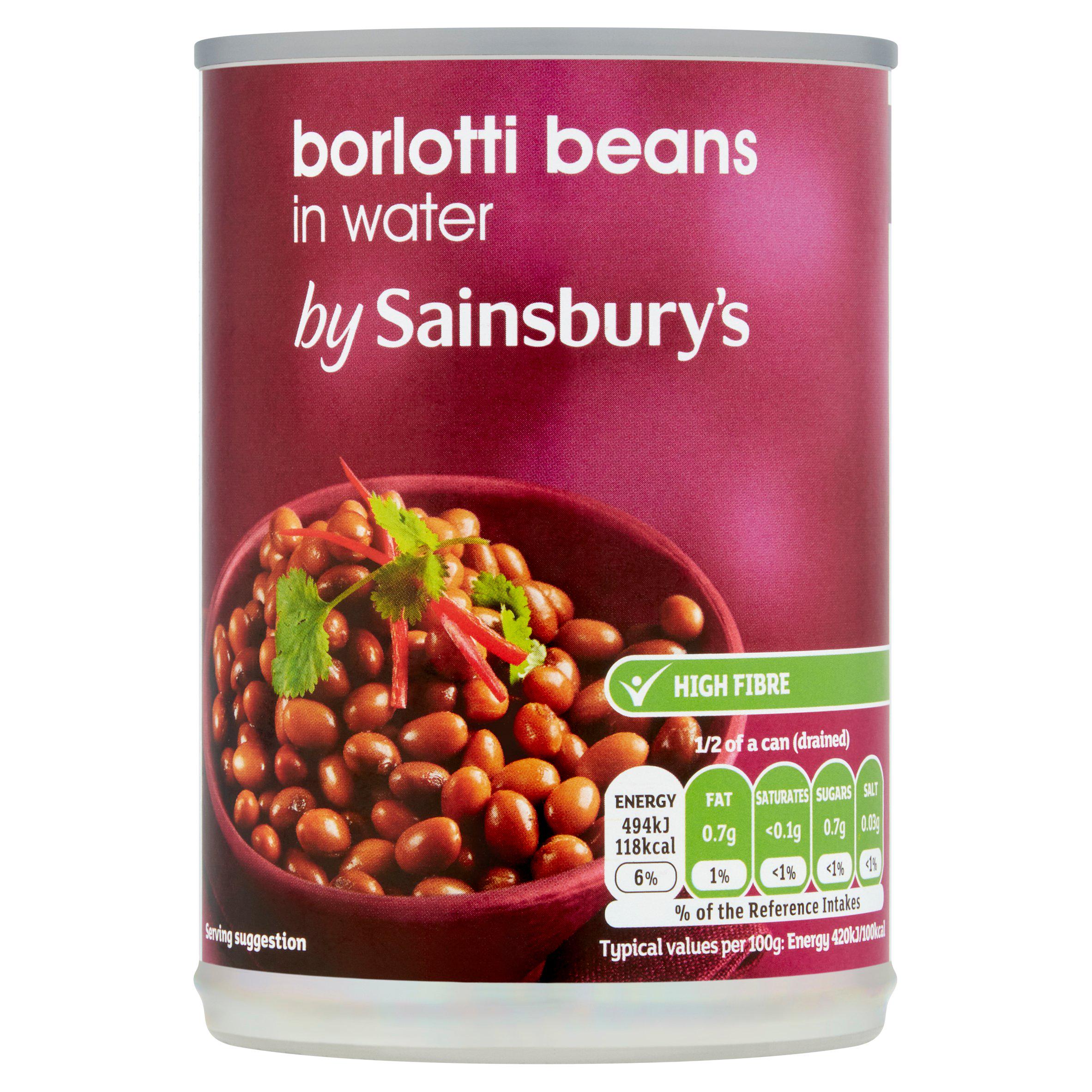 Sainsbury's borlotti beans in water 400g (British brand)