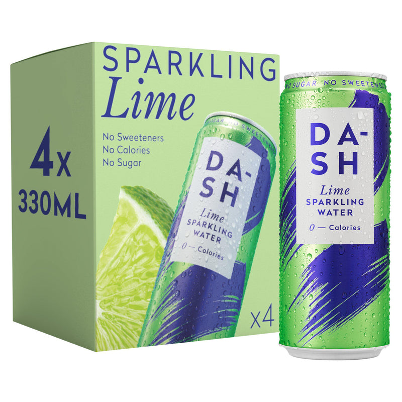 Dash Lime Sparkling Water 4 x 330ml - British product
