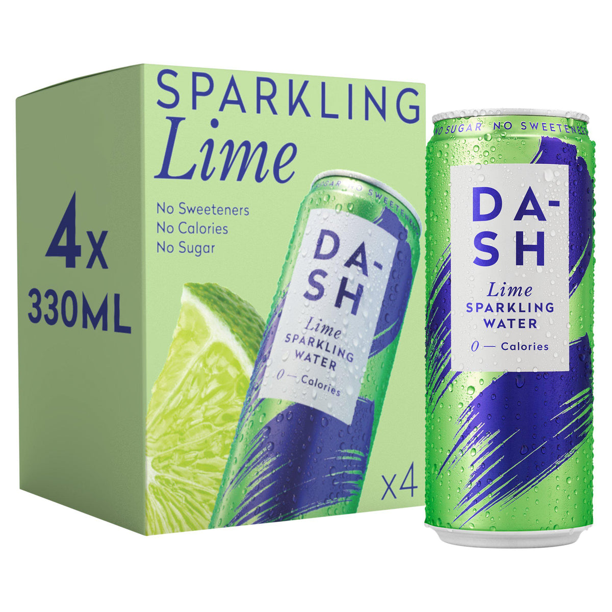 Dash Lime Sparkling Water 4 x 330ml - British product