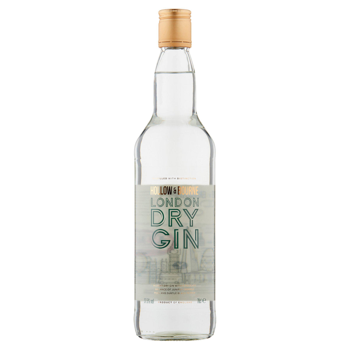 Hollow & Bourne London Dry Gin 70cl, imported from the UK