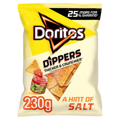Sainsburys Doritos Dippers Hint of Salt Sharing Tortilla Crisps Chips 230g- Buy online at McGrocer