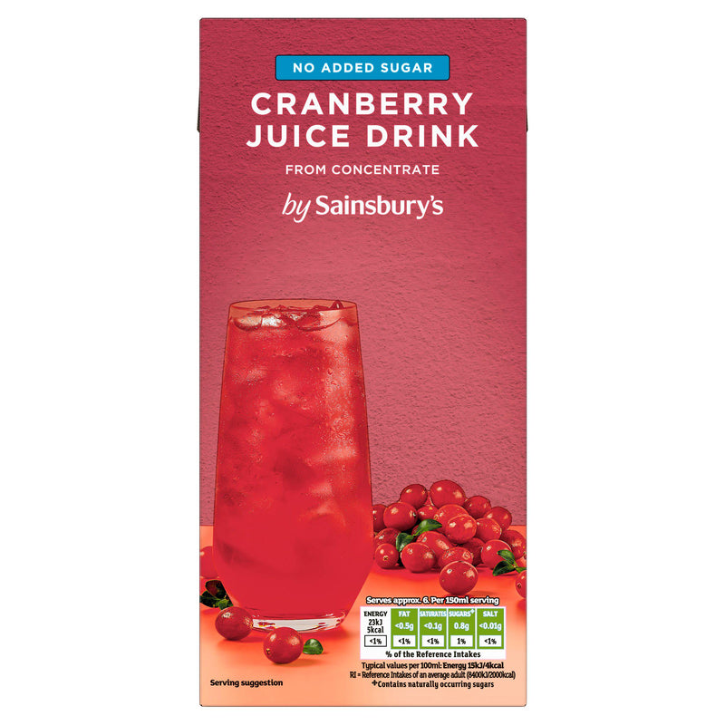 Sainsbury's cranberry juice drink no added sugar 1L, UK version