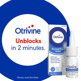 Otrivine Blocked Nose Relief nasal spray decongestant 10ml, imported from the UK