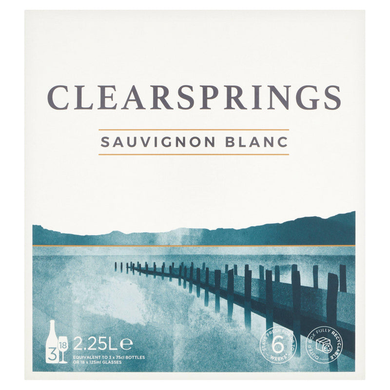 Clearsprings Sauvignon Blanc boxed white wine 2.25L, imported from the UK
