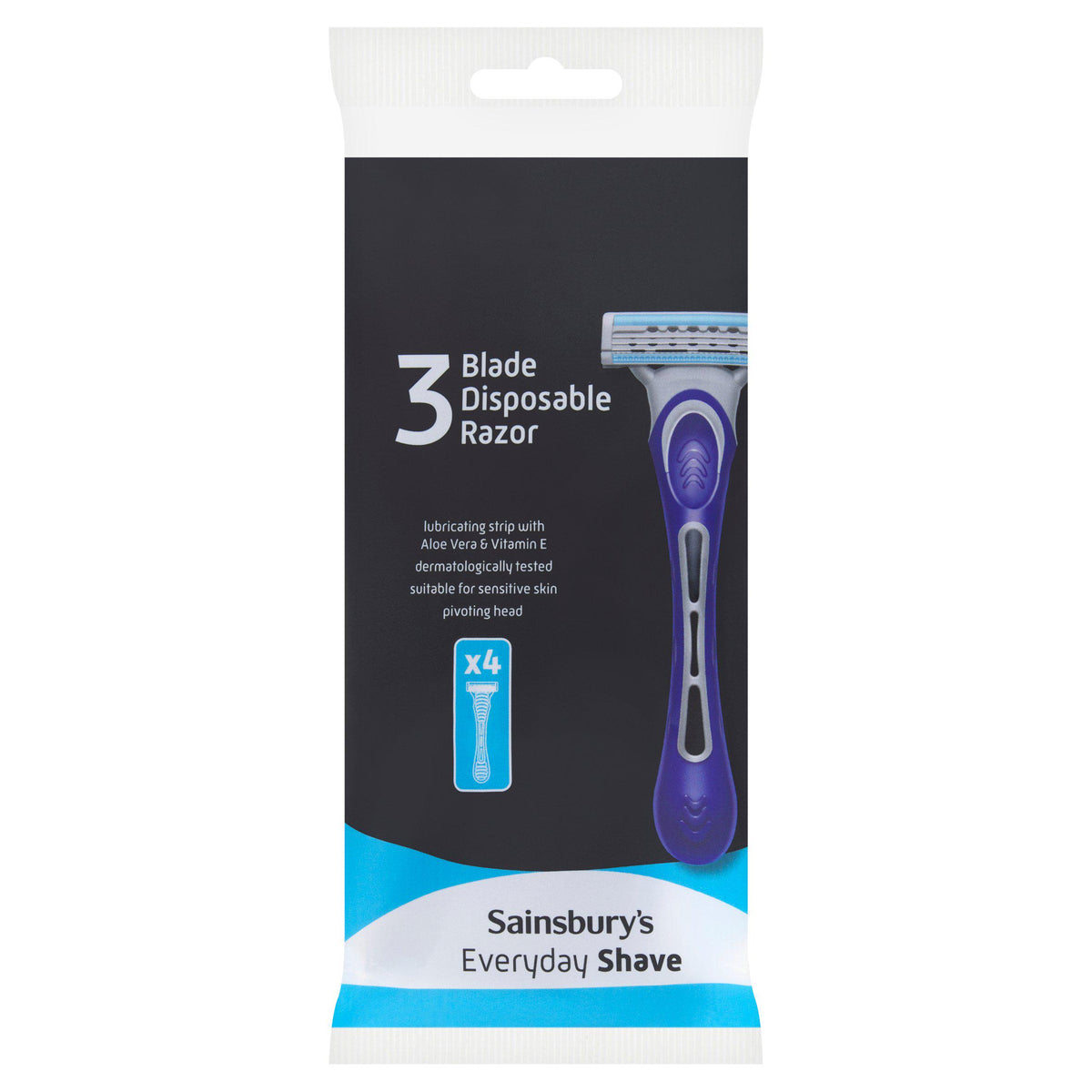 Sainsbury's disposable razor 3 blade x4 - British product