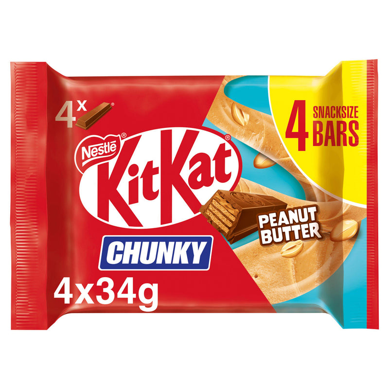 KitKat chocolate bar multipack chunky peanut butter 4x34g (British brand)