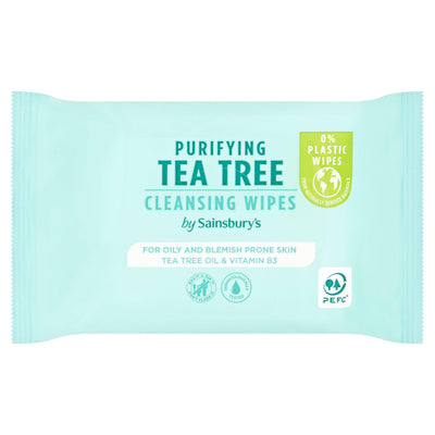 Sainsburys Sainsbury's Purifying Tea Tree Facial Wipes x25- Buy online at McGrocer