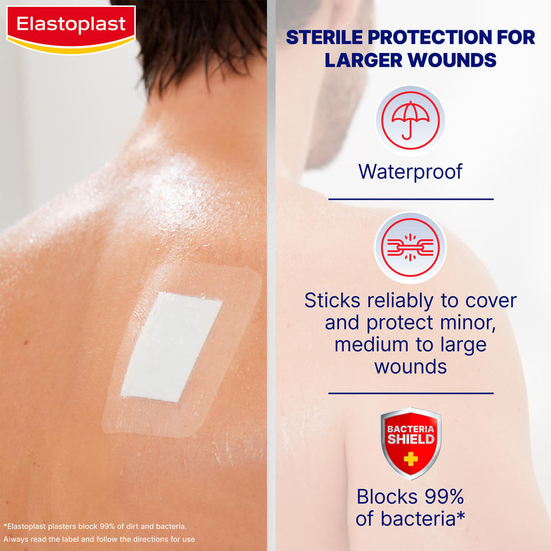 Elastoplast Antibacterial Waterproof Plasters XXL 8x10cm - British product