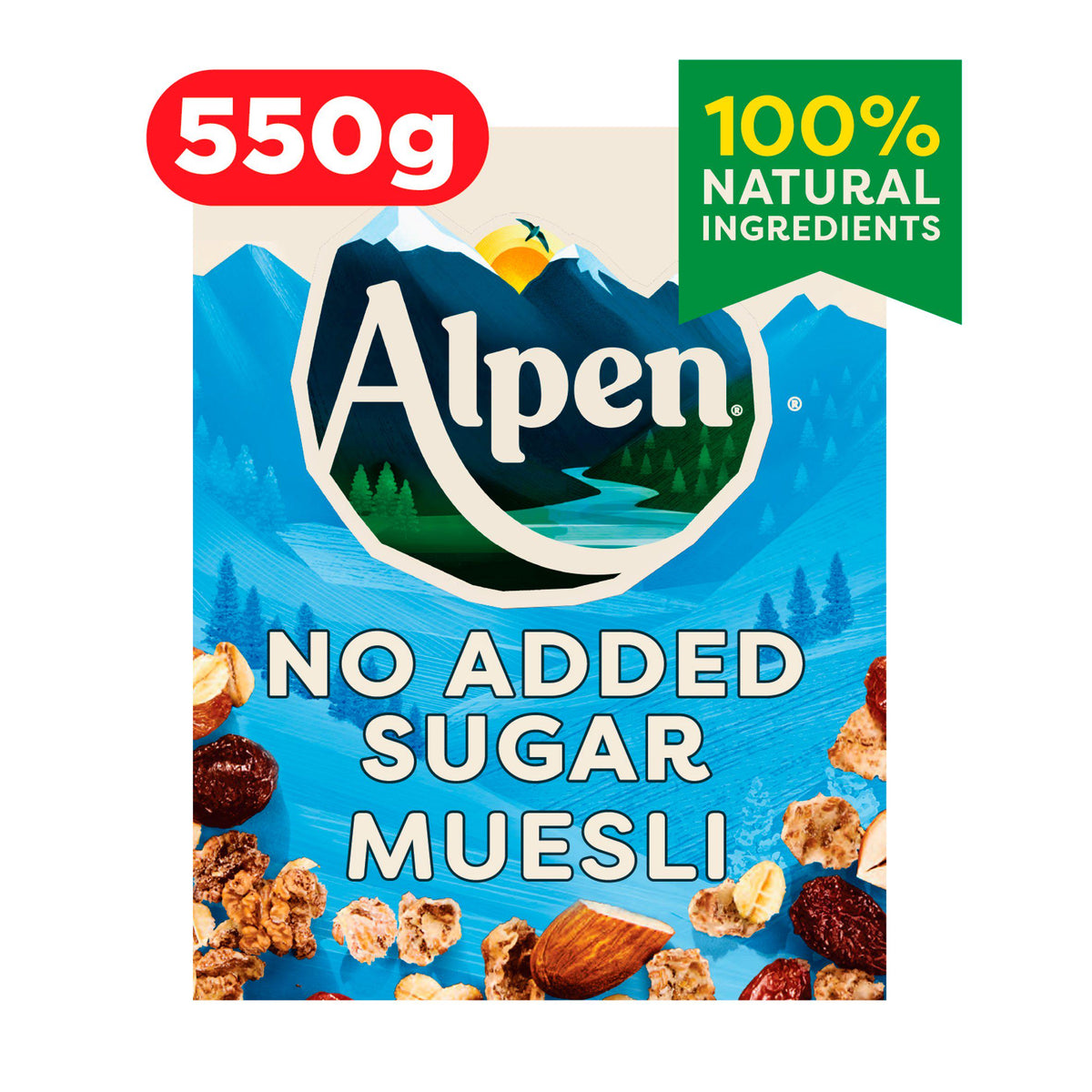 Alpen No Added Sugar Muesli 550g breakfast cereal (British brand)