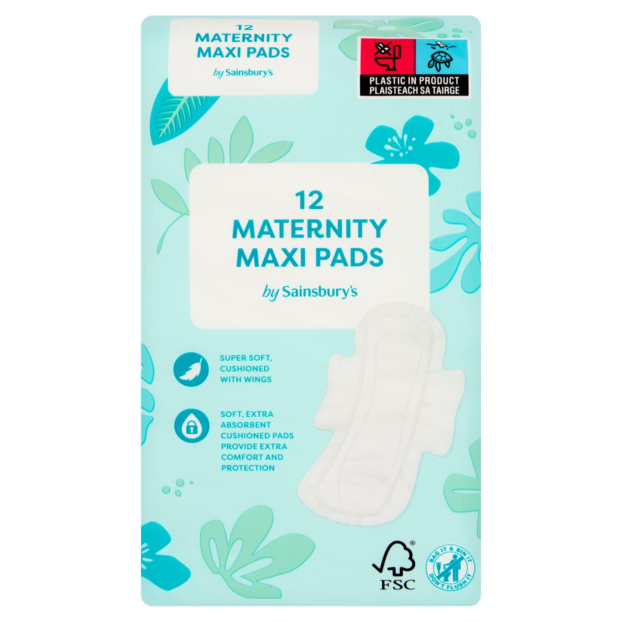 Sainsbury's maternity towels with wings pack of 12, imported from the UK