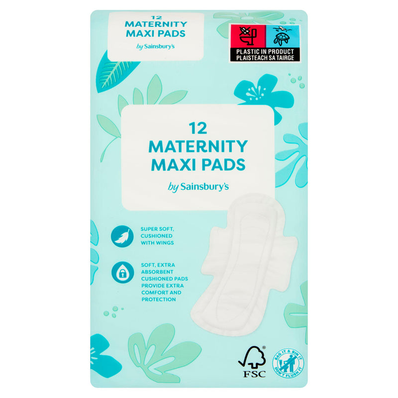 Sainsbury's maternity towels with wings pack of 12, imported from the UK