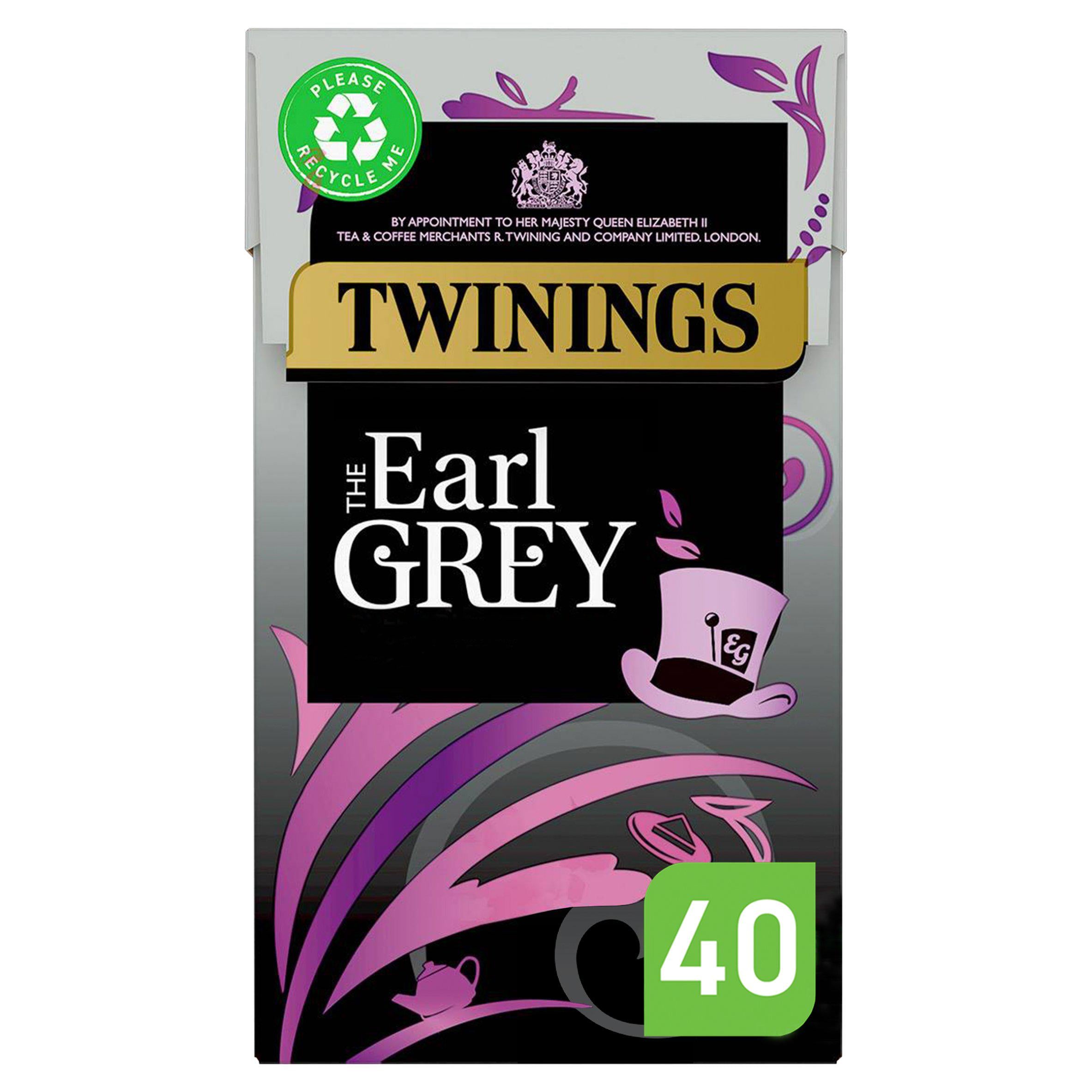 Twinings Earl Grey plant based tea bags 40 count, imported from the UK
