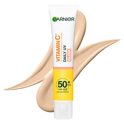 Sainsburys Garnier Vitamin C Daily UV Brightening Fluid Sheer Glow SPF 50+ 40ml- Buy online at McGrocer