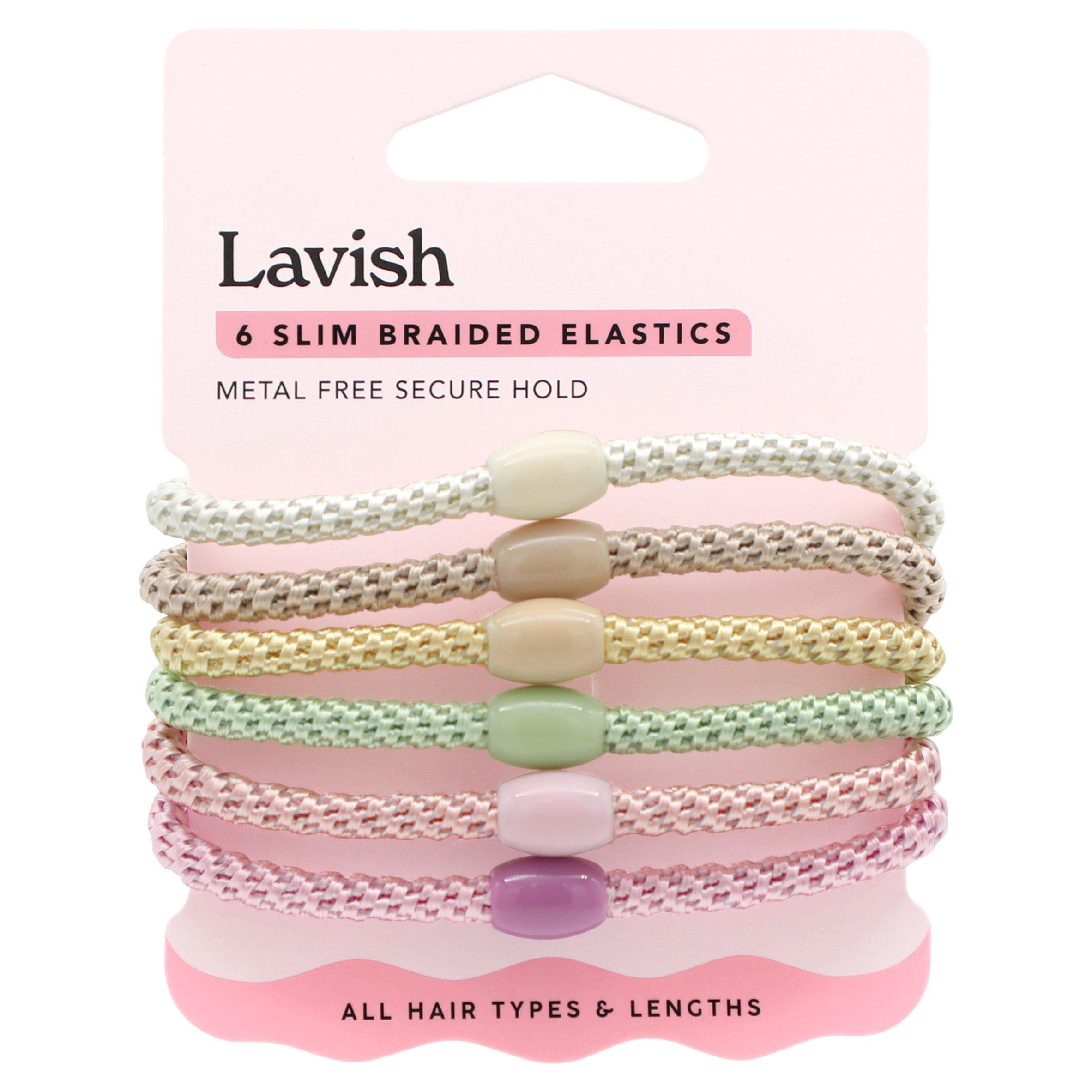 Lavish slim braided hair elastics x6, UK version
