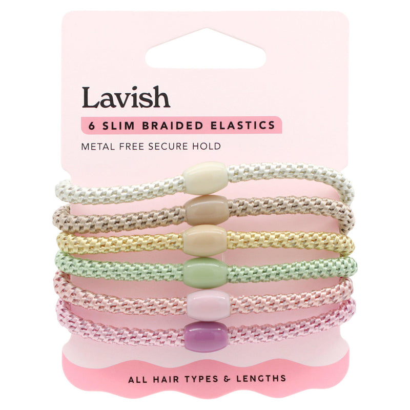 Lavish slim braided hair elastics x6, UK version