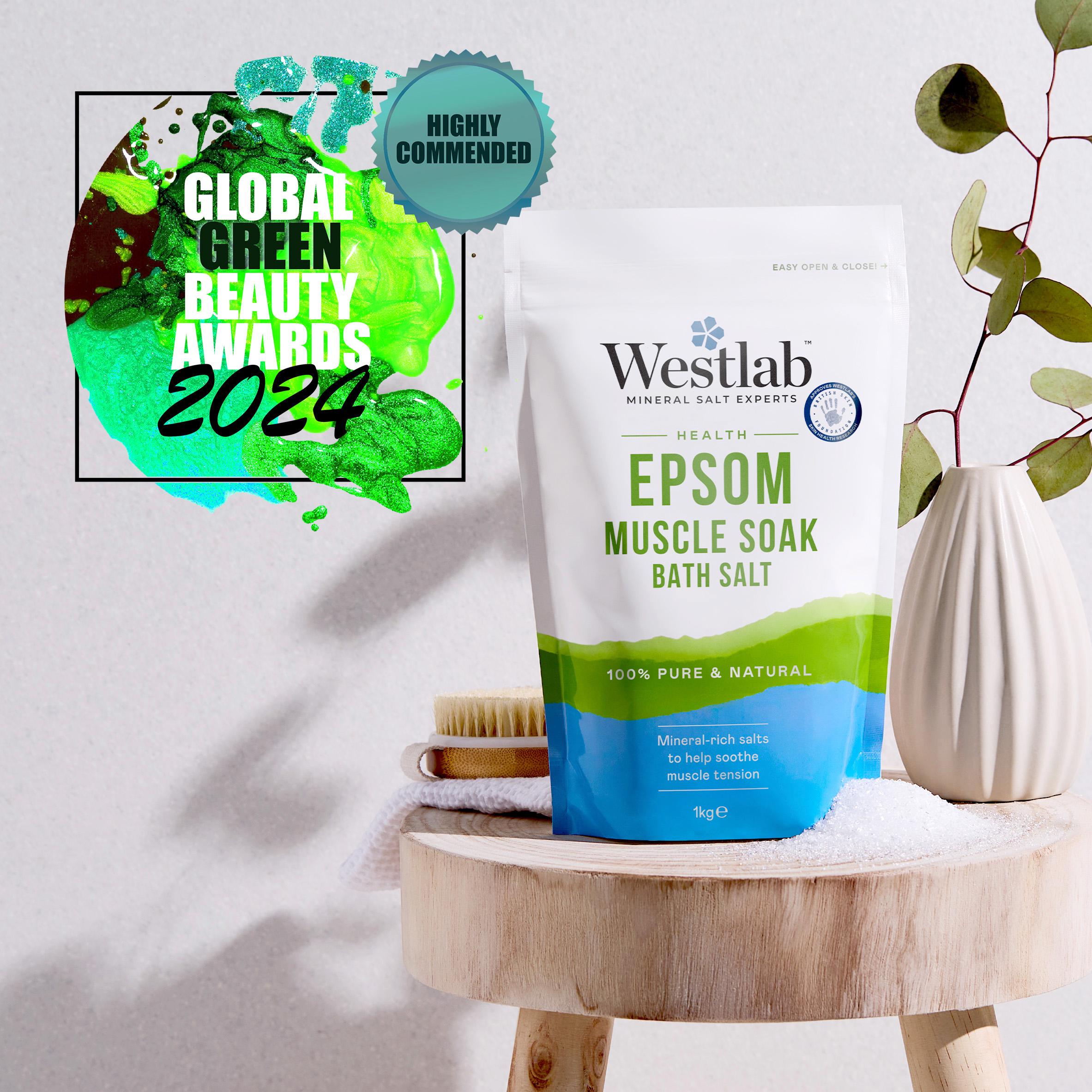 Westlab Pure Mineral Epsom Bath Salt 1kg, UK version