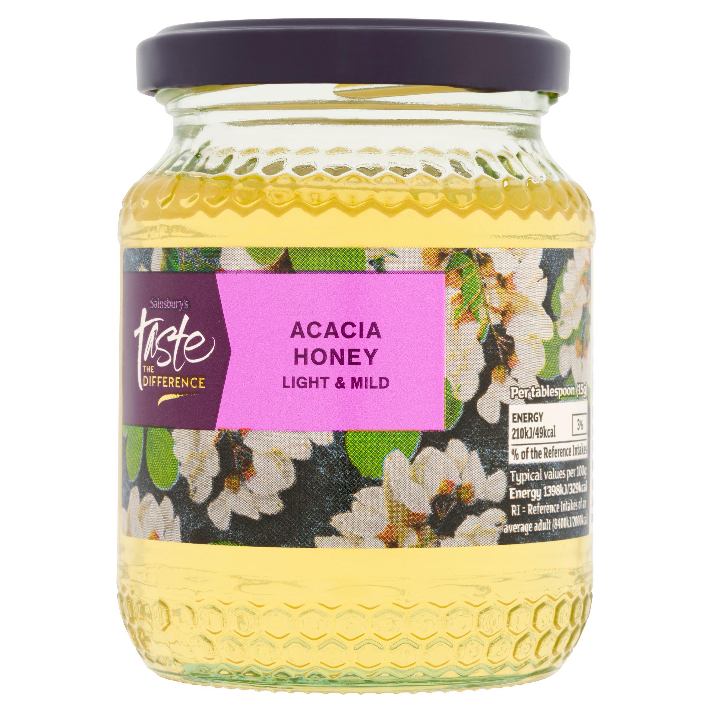 Sainsbury's Taste the Difference Acacia Honey 340g jar (British brand)