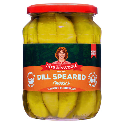 Sainsburys Mrs Elswood Dill Speared Gherkins 670g- Buy online at McGrocer