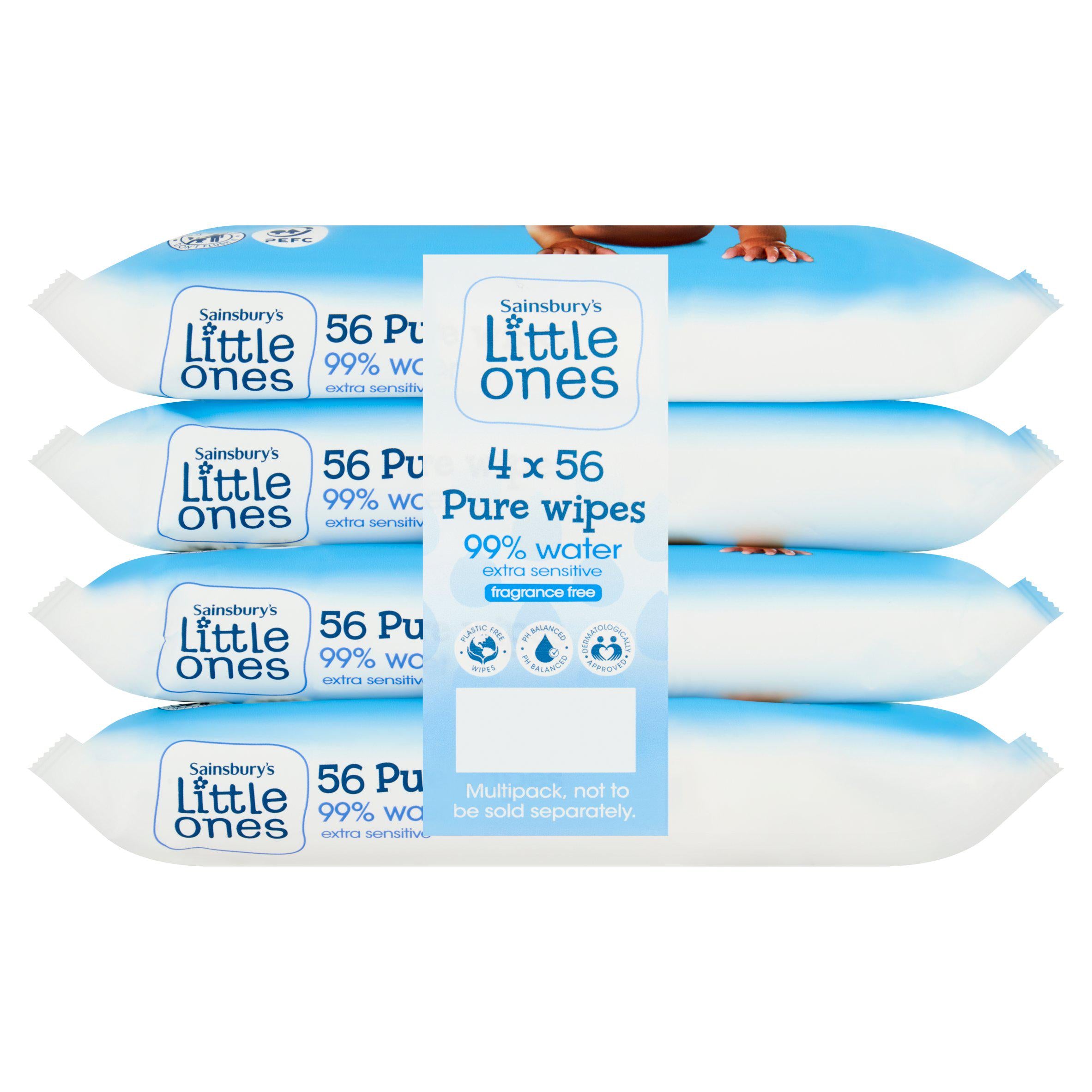 Sainsbury's extra sensitive baby wipes 4 pack, imported from the UK