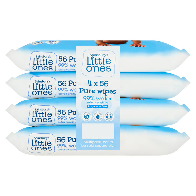 Sainsbury's extra sensitive baby wipes 4 pack, imported from the UK