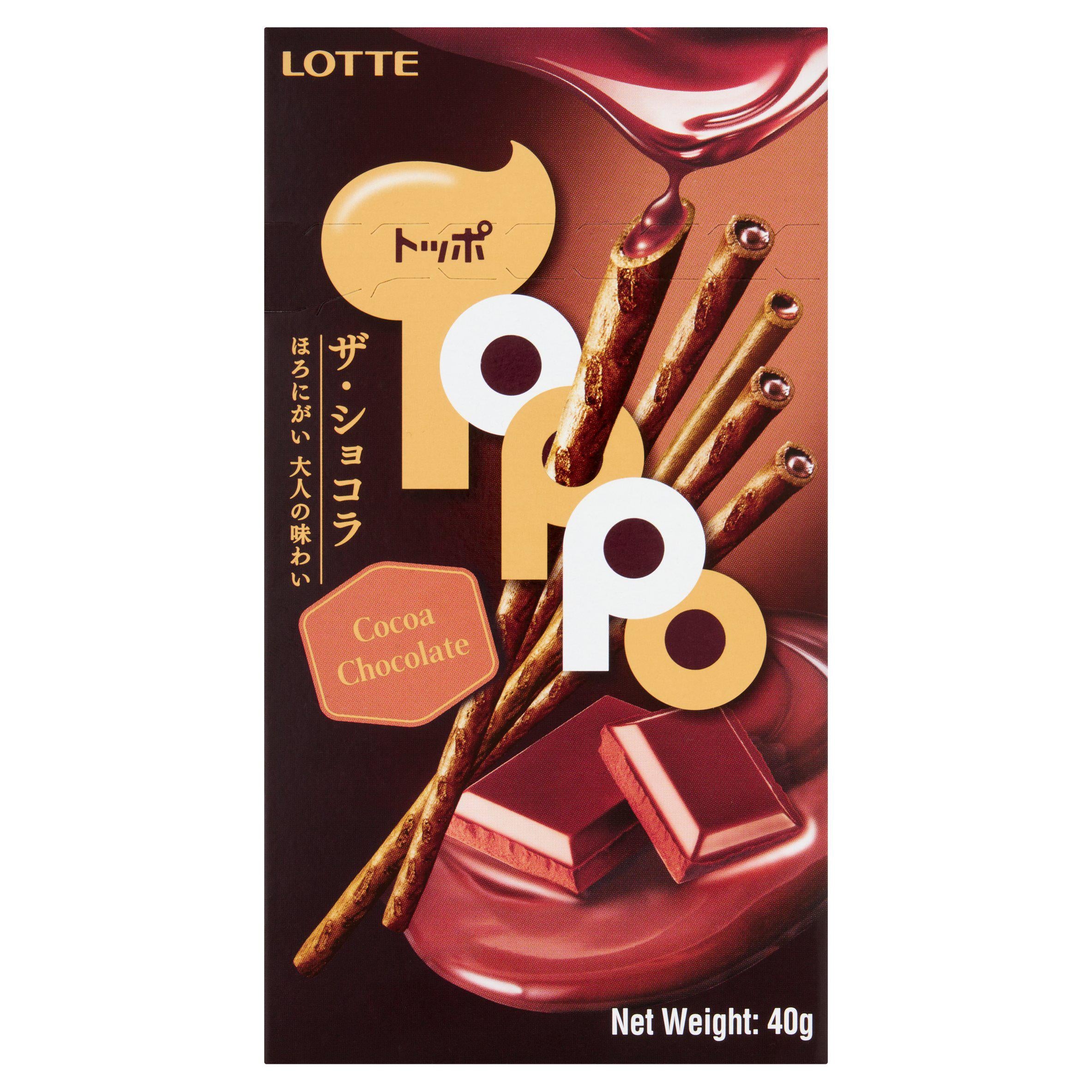 Lotte Toppo double flavour cocoa chocolate 40g, imported from the UK