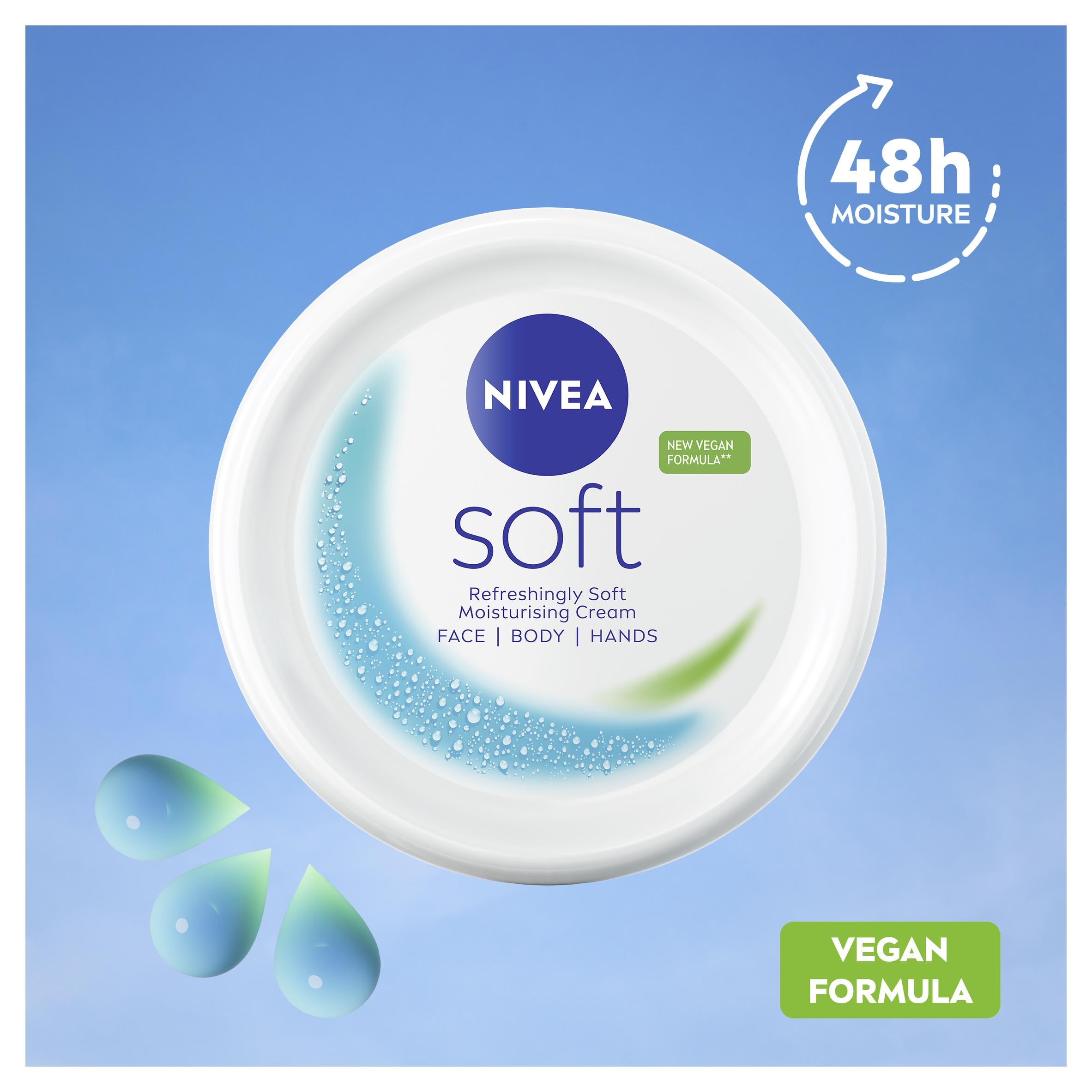 Nivea Soft Moisturiser Face Body Hands 25ml, imported from the UK
