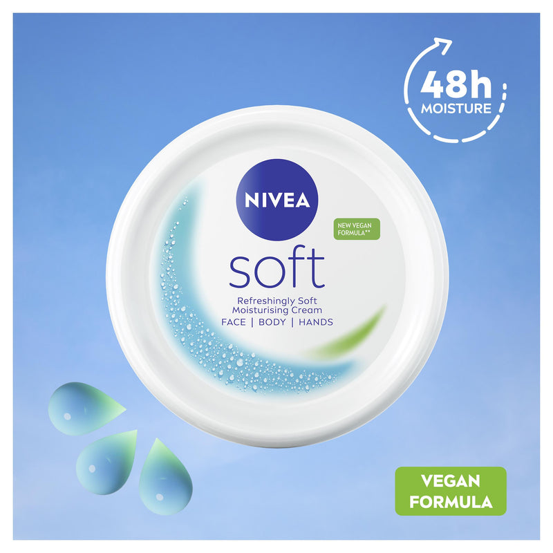 Nivea Soft Moisturiser Face Body Hands 25ml, imported from the UK