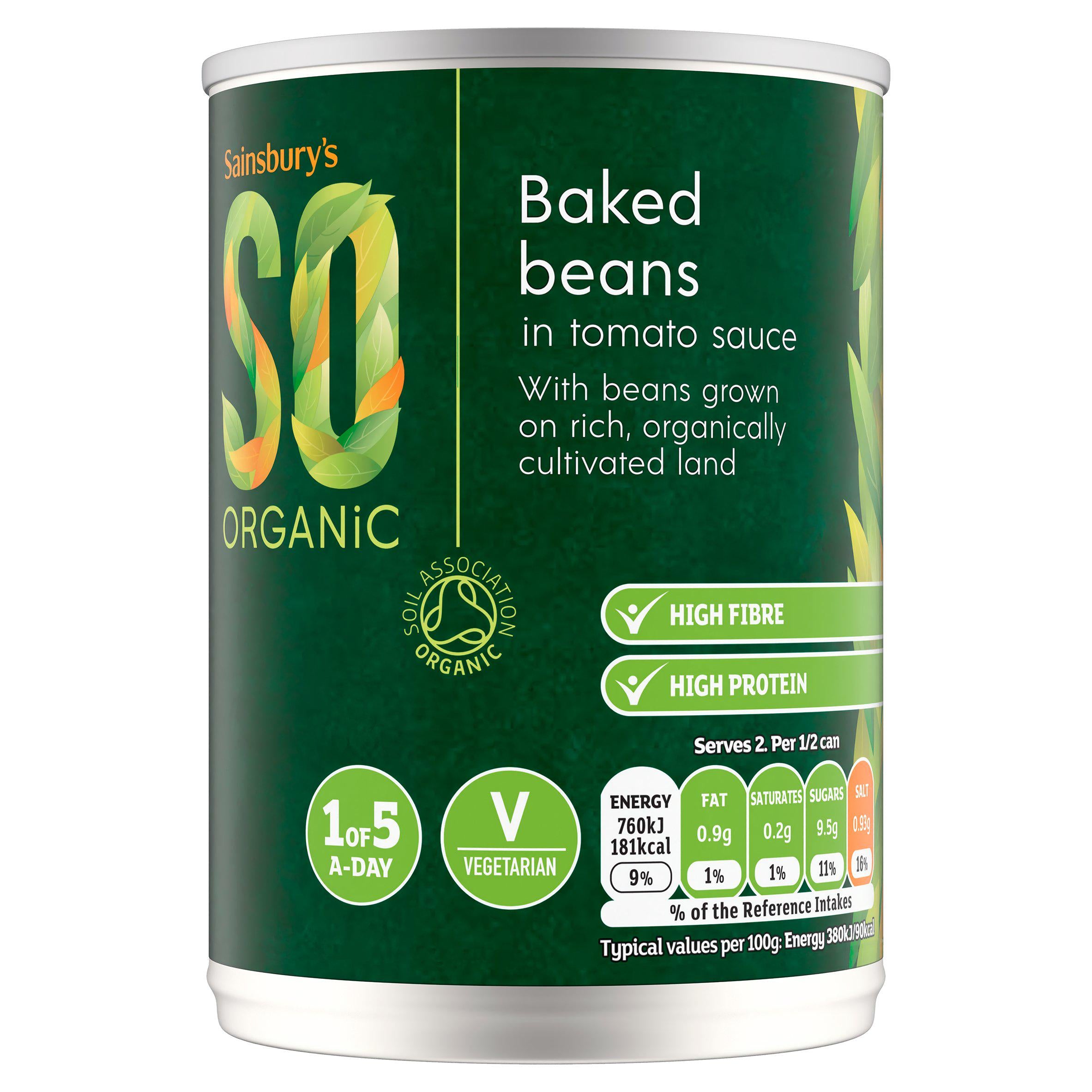 Sainsbury's SO Organic baked beans 400g, imported from the UK
