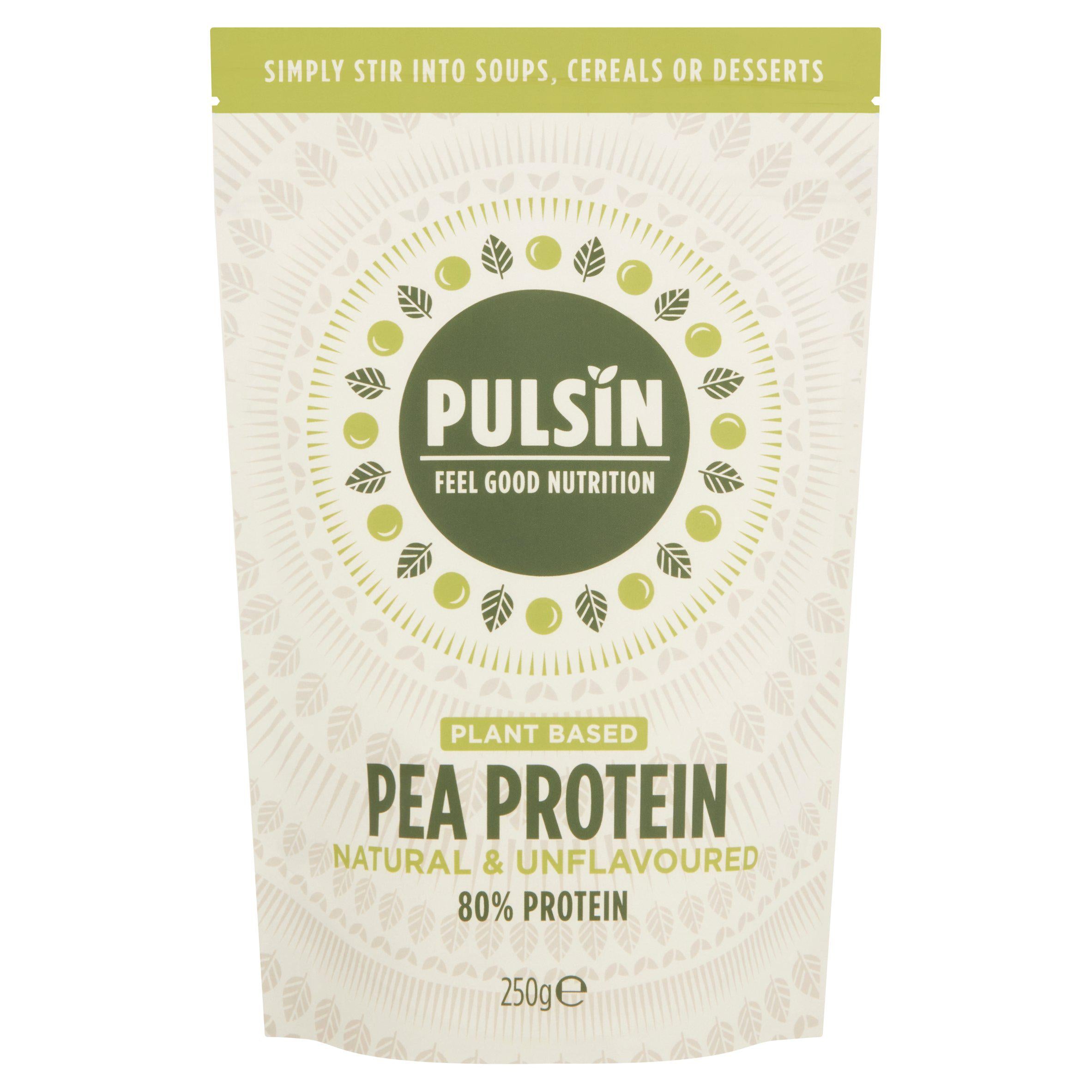Pulsin pea protein powder unflavoured 250g, imported from the UK