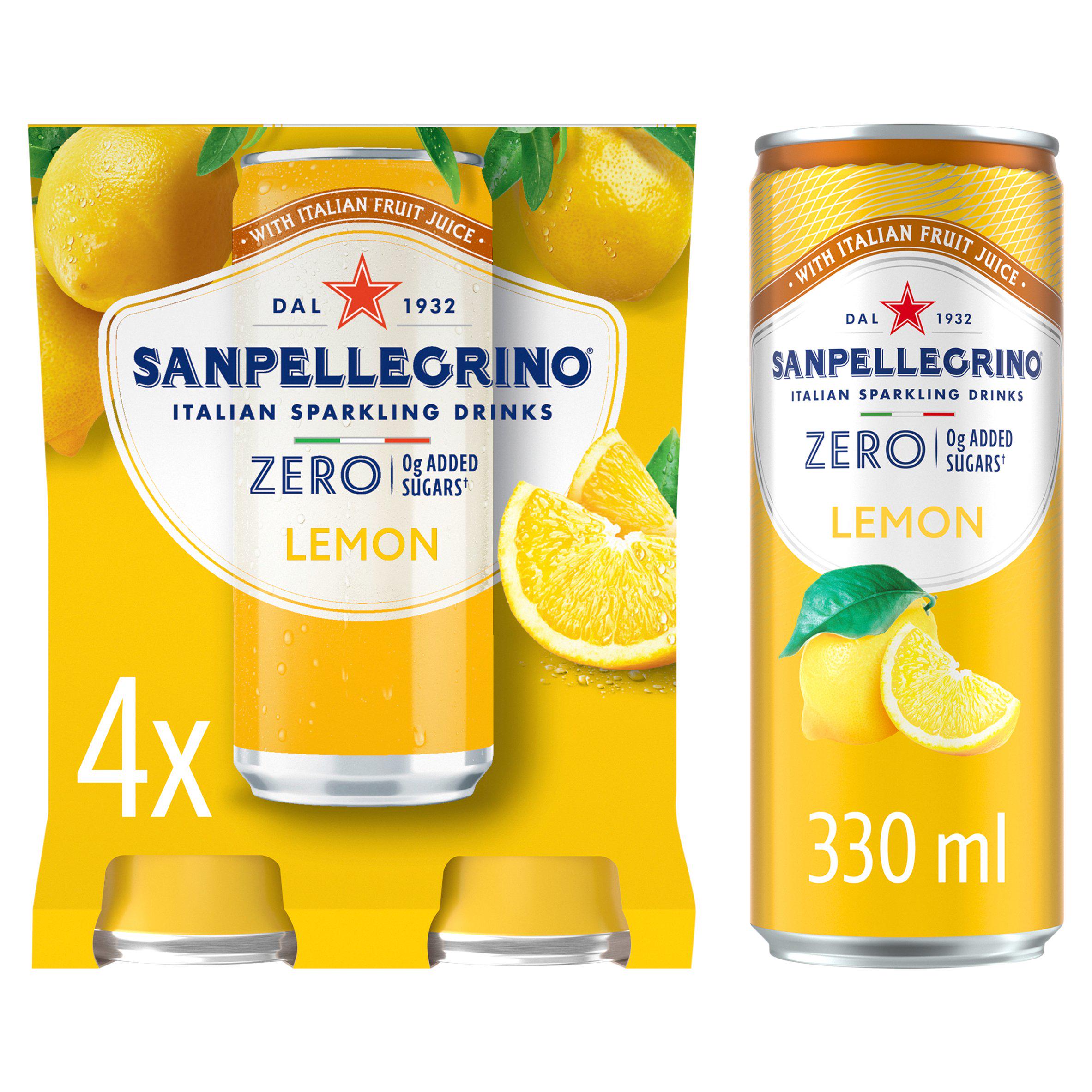 San Pellegrino Sparkling Lemonade Zero 4 x 330ml (British brand)