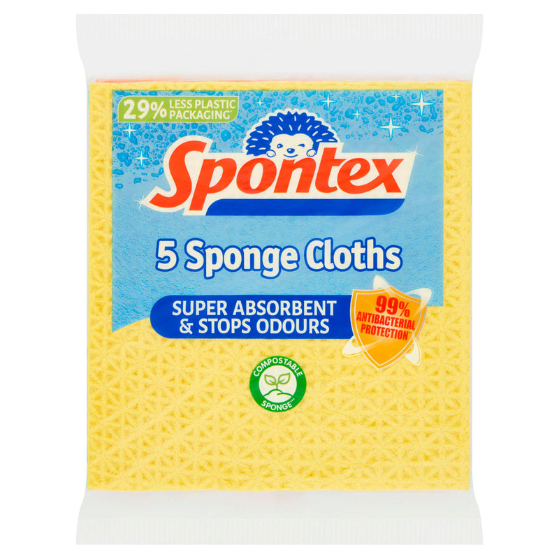 Spontex sponge cloths x5 pack multicolour, UK version