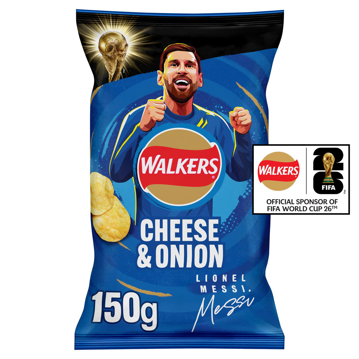Walkers cheese & onion sharing crisps 150g (British brand)