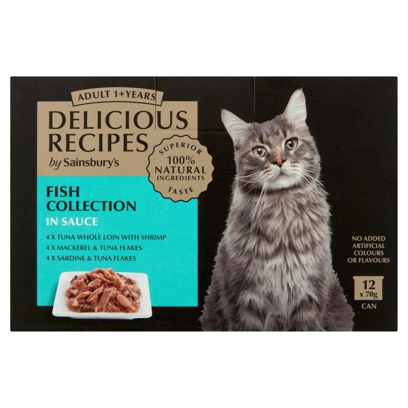 Sainsbury's fish cat food collection 12x70g, imported from the UK