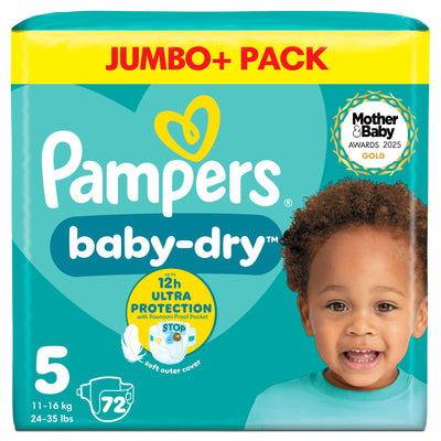 Sainsburys Pampers Baby-Dry Size 5 Nappies 11-16kg 72 Count Jumbo+ Pack- Buy online at McGrocer