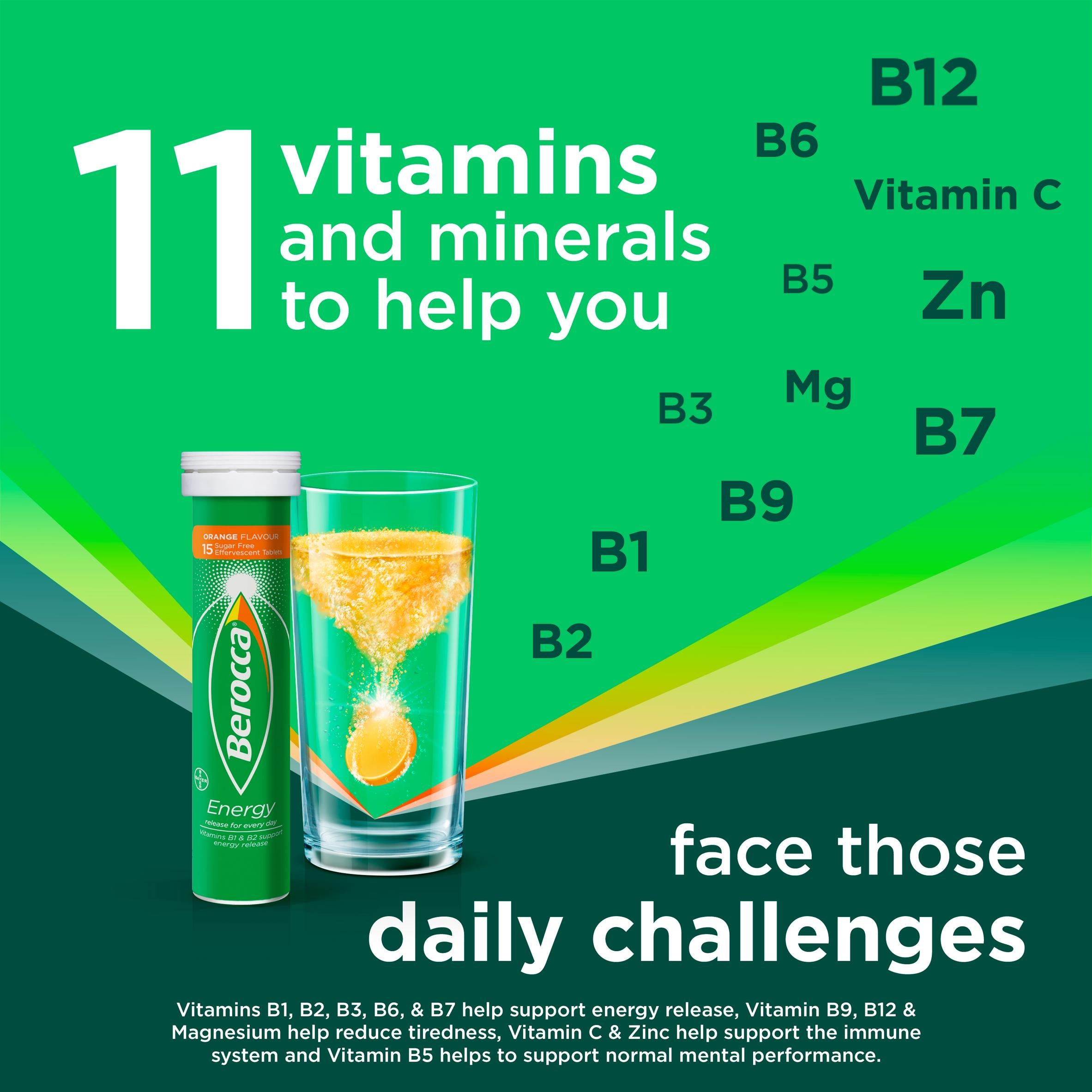 Berocca Orange Energy effervescent vitamin tablets 45 (British brand)